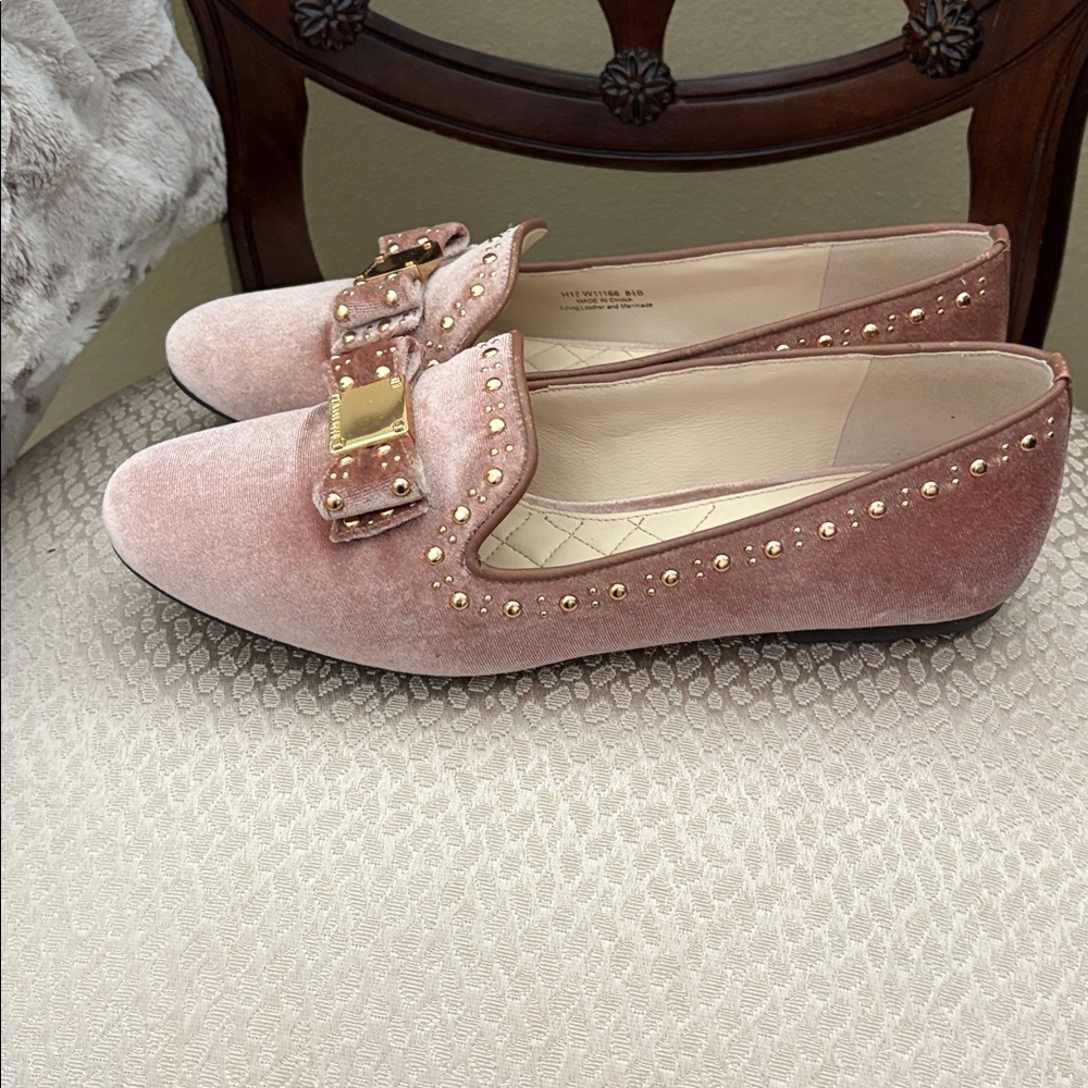 Cole Haan Grand OS Blush Velvet Loafers with Studded Bow Style Tali worn once - Picture 4 of 9